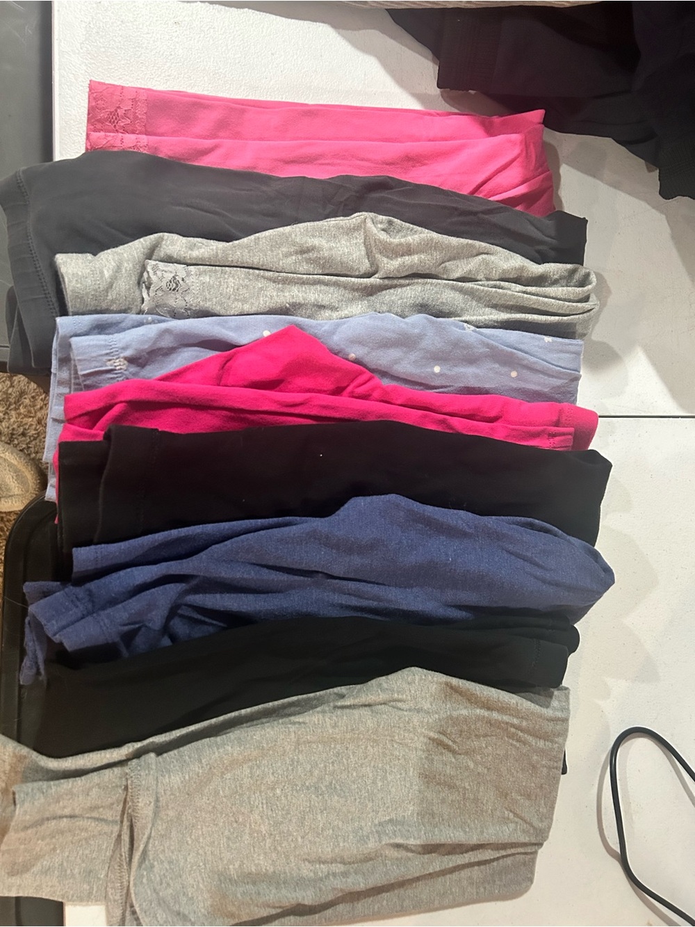 Old Navy Girls Leggings Bundle - Hot Pink, Black, Gray, Blue